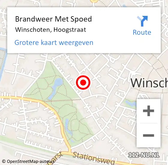 Locatie op kaart van de 112 melding: Brandweer Met Spoed Naar Winschoten, Hoogstraat op 10 december 2023 23:25