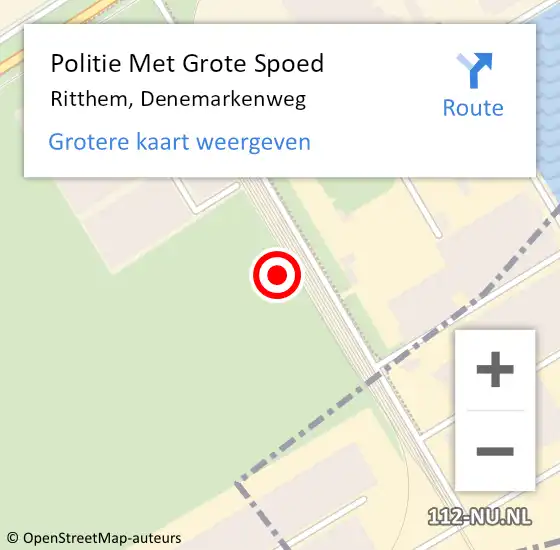 Locatie op kaart van de 112 melding: Politie Met Grote Spoed Naar Ritthem, Denemarkenweg op 11 december 2023 06:57