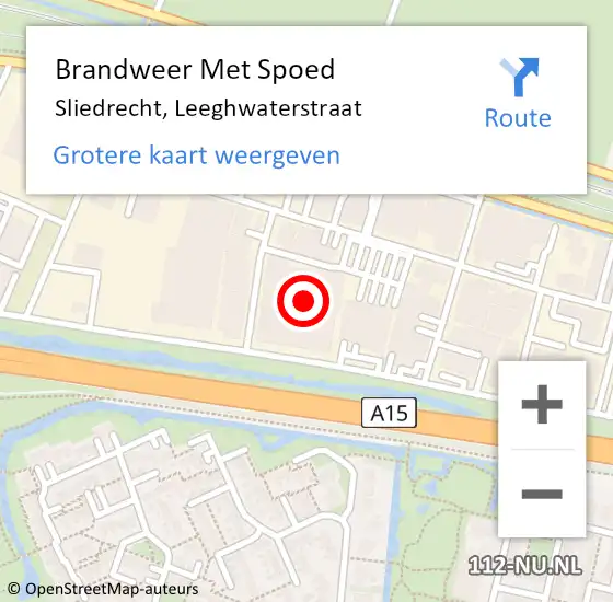 Locatie op kaart van de 112 melding: Brandweer Met Spoed Naar Sliedrecht, Leeghwaterstraat op 11 december 2023 07:18