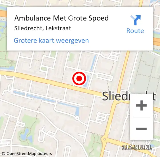 Locatie op kaart van de 112 melding: Ambulance Met Grote Spoed Naar Sliedrecht, Lekstraat op 11 december 2023 07:31