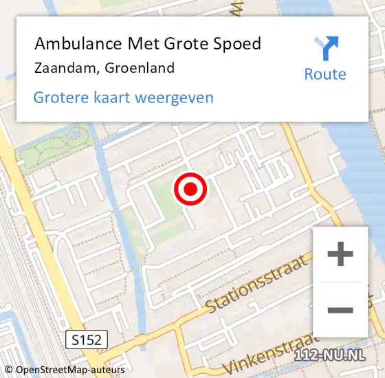 Locatie op kaart van de 112 melding: Ambulance Met Grote Spoed Naar Zaandam, Groenland op 11 december 2023 08:12