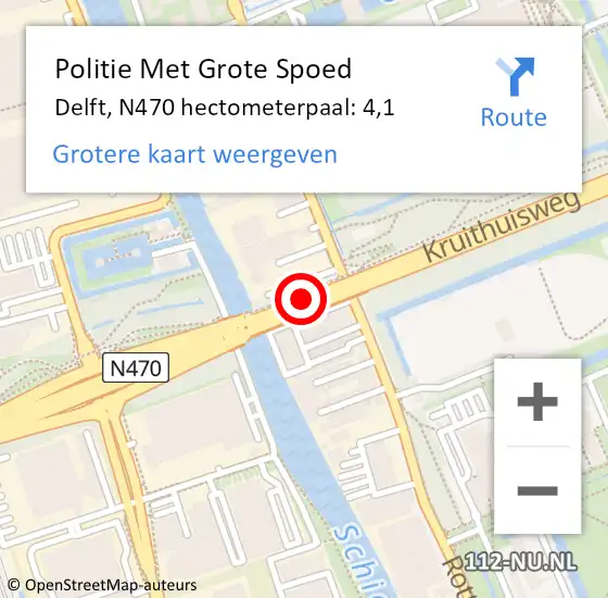 Locatie op kaart van de 112 melding: Politie Met Grote Spoed Naar Delft, N470 hectometerpaal: 4,1 op 11 december 2023 09:01