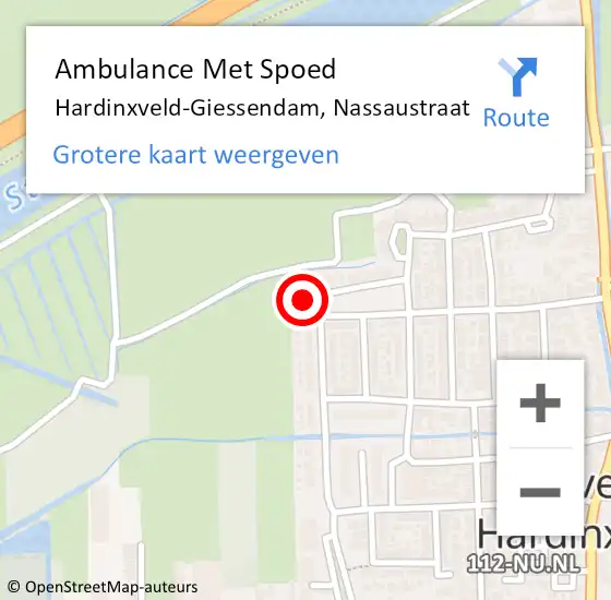 Locatie op kaart van de 112 melding: Ambulance Met Spoed Naar Hardinxveld-Giessendam, Nassaustraat op 11 december 2023 10:13