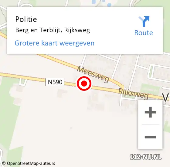 Locatie op kaart van de 112 melding: Politie Berg en Terblijt, Rijksweg op 11 december 2023 10:23