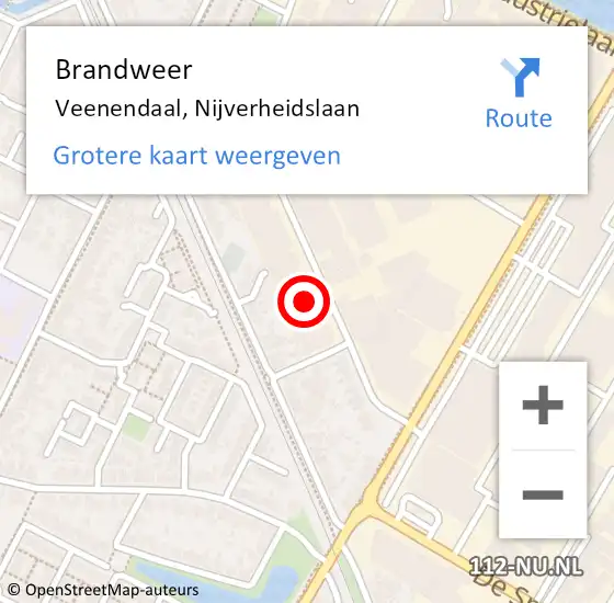 Locatie op kaart van de 112 melding: Brandweer Veenendaal, Nijverheidslaan op 11 december 2023 11:11