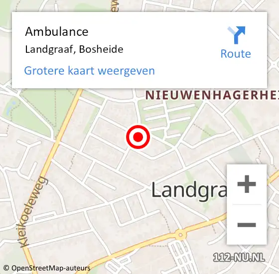Locatie op kaart van de 112 melding: Ambulance Landgraaf, Bosheide op 18 september 2014 08:56