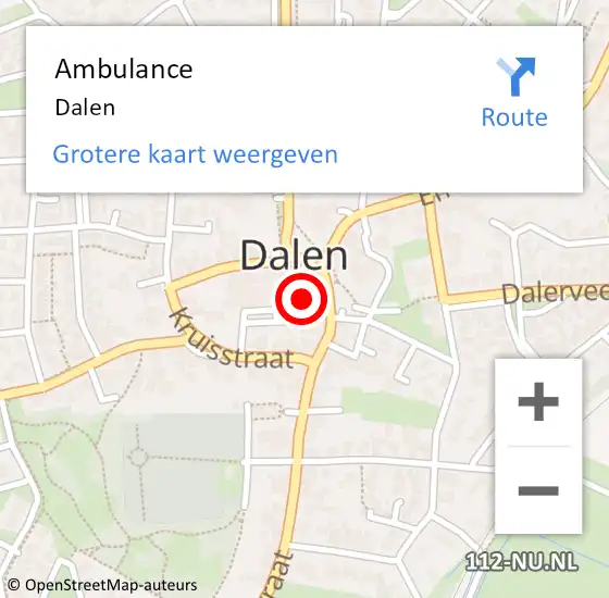 Locatie op kaart van de 112 melding: Ambulance Dalen op 11 december 2023 11:43