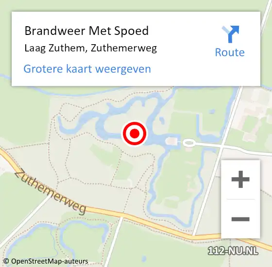 Locatie op kaart van de 112 melding: Brandweer Met Spoed Naar Laag Zuthem, Zuthemerweg op 11 december 2023 11:52