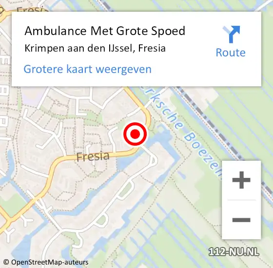 Locatie op kaart van de 112 melding: Ambulance Met Grote Spoed Naar Krimpen aan den IJssel, Fresia op 11 december 2023 13:40