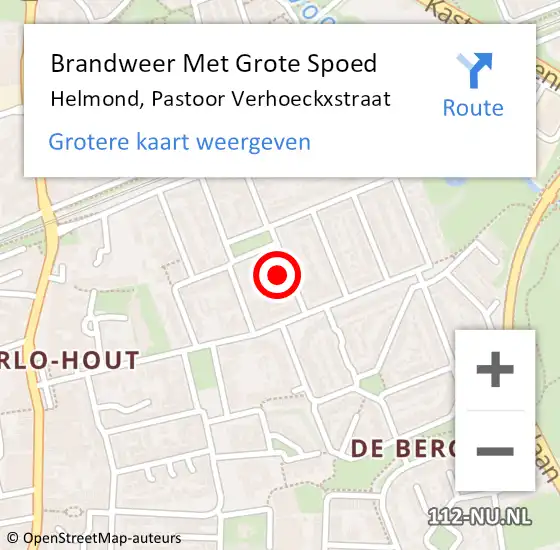 Locatie op kaart van de 112 melding: Brandweer Met Grote Spoed Naar Helmond, Pastoor Verhoeckxstraat op 11 december 2023 13:49