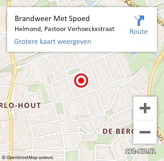 Locatie op kaart van de 112 melding: Brandweer Met Spoed Naar Helmond, Pastoor Verhoeckxstraat op 11 december 2023 13:51