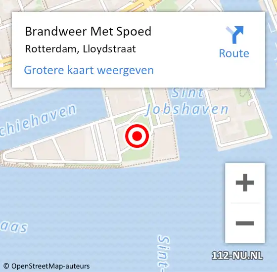 Locatie op kaart van de 112 melding: Brandweer Met Spoed Naar Rotterdam, Lloydstraat op 11 december 2023 15:13