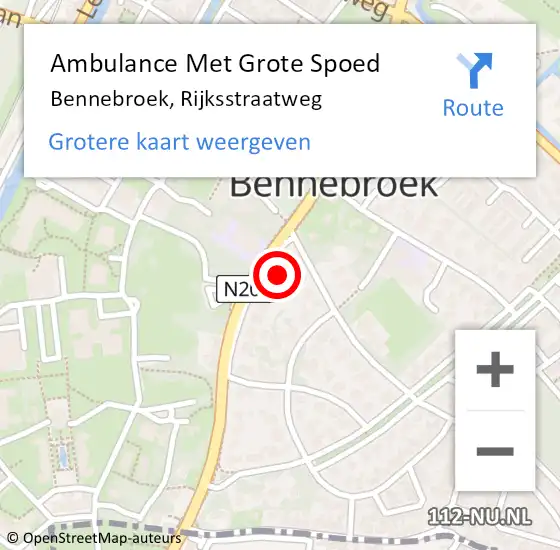 Locatie op kaart van de 112 melding: Ambulance Met Grote Spoed Naar Bennebroek, Rijksstraatweg op 11 december 2023 15:28