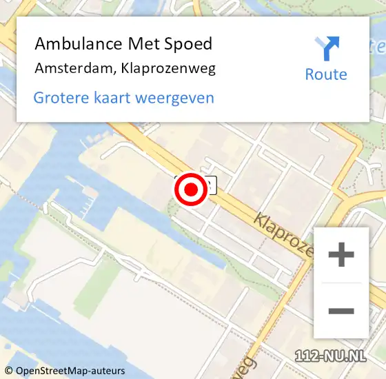 Locatie op kaart van de 112 melding: Ambulance Met Spoed Naar Amsterdam, Klaprozenweg op 11 december 2023 17:03