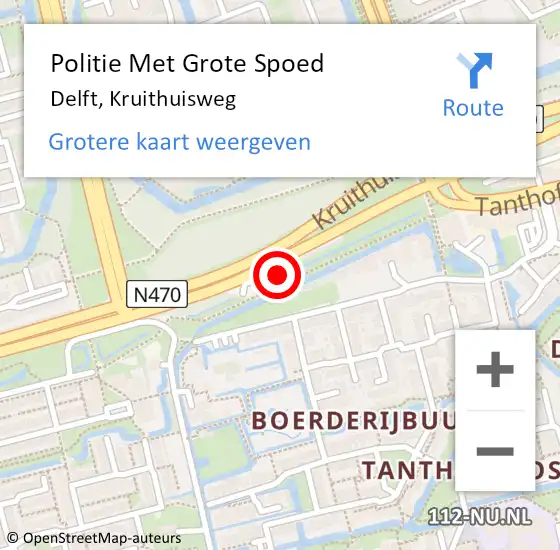 Locatie op kaart van de 112 melding: Politie Met Grote Spoed Naar Delft, Kruithuisweg op 11 december 2023 17:12