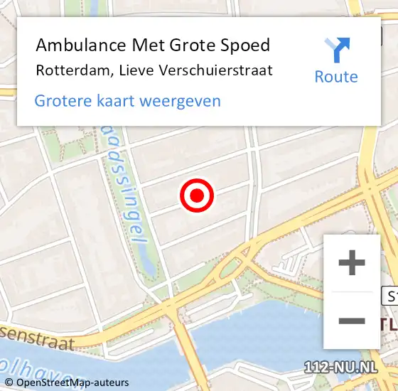 Locatie op kaart van de 112 melding: Ambulance Met Grote Spoed Naar Rotterdam, Lieve Verschuierstraat op 11 december 2023 17:36