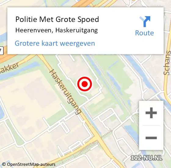 Locatie op kaart van de 112 melding: Politie Met Grote Spoed Naar Heerenveen, Haskeruitgang op 11 december 2023 17:39