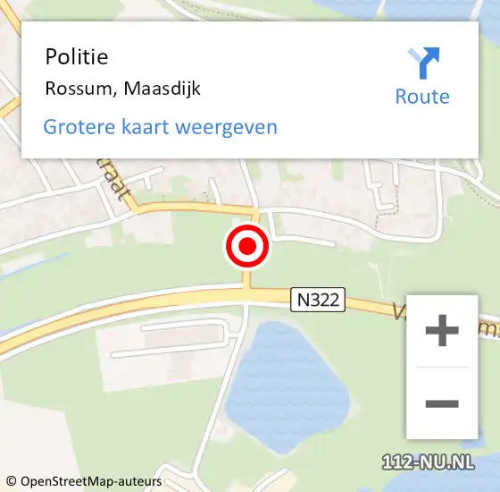 Locatie op kaart van de 112 melding: Politie Rossum, Maasdijk op 11 december 2023 18:00