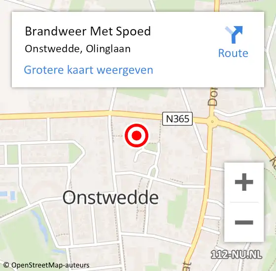Locatie op kaart van de 112 melding: Brandweer Met Spoed Naar Onstwedde, Olinglaan op 11 december 2023 18:49