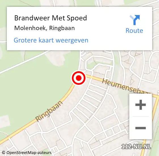 Locatie op kaart van de 112 melding: Brandweer Met Spoed Naar Molenhoek, Ringbaan op 11 december 2023 19:05