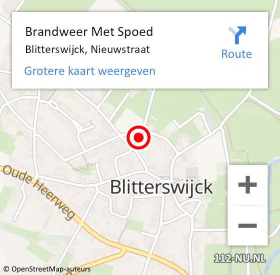 Locatie op kaart van de 112 melding: Brandweer Met Spoed Naar Blitterswijck, Nieuwstraat op 11 december 2023 19:08