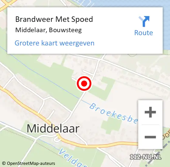 Locatie op kaart van de 112 melding: Brandweer Met Spoed Naar Middelaar, Bouwsteeg op 11 december 2023 19:14