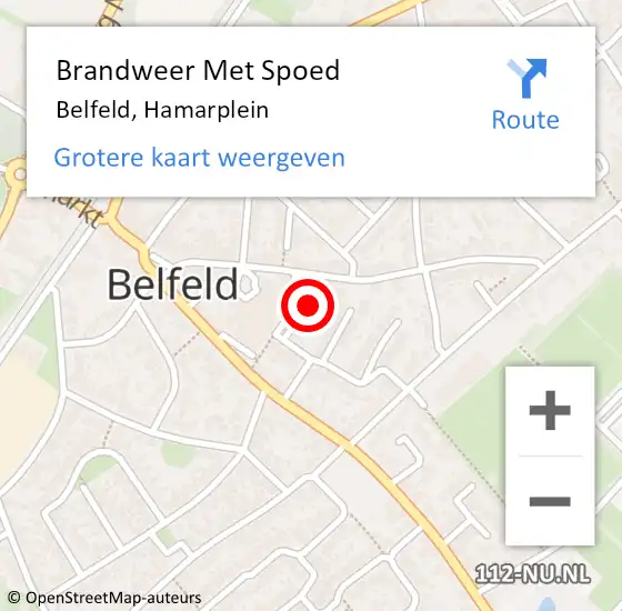 Locatie op kaart van de 112 melding: Brandweer Met Spoed Naar Belfeld, Hamarplein op 11 december 2023 19:19