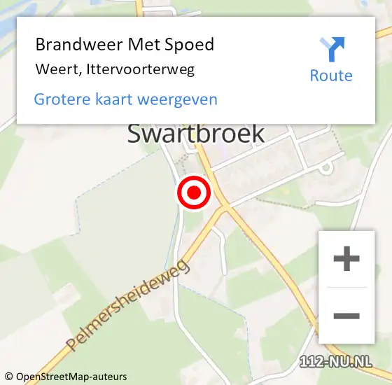 Locatie op kaart van de 112 melding: Brandweer Met Spoed Naar Weert, Ittervoorterweg op 11 december 2023 19:23