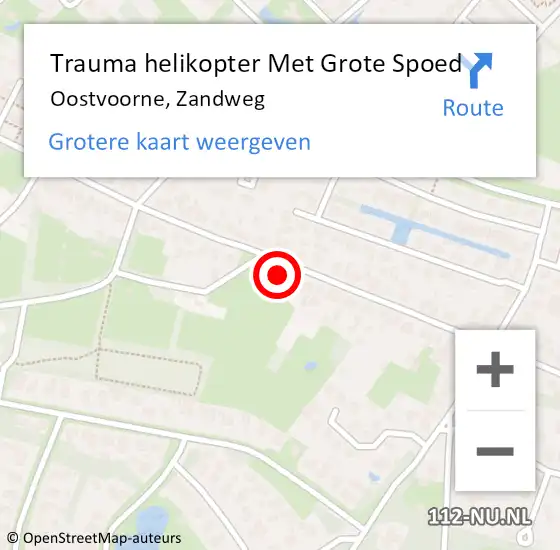 Locatie op kaart van de 112 melding: Trauma helikopter Met Grote Spoed Naar Oostvoorne, Zandweg op 11 december 2023 19:38
