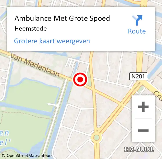 Locatie op kaart van de 112 melding: Ambulance Met Grote Spoed Naar Heemstede op 11 december 2023 19:43