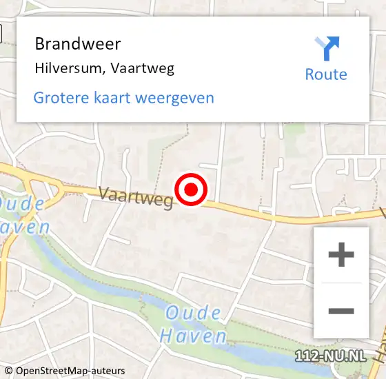Locatie op kaart van de 112 melding: Brandweer Hilversum, Vaartweg op 11 december 2023 20:00