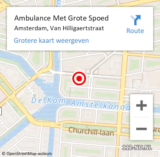 Locatie op kaart van de 112 melding: Ambulance Met Grote Spoed Naar Amsterdam, Van Hilligaertstraat op 11 december 2023 23:40