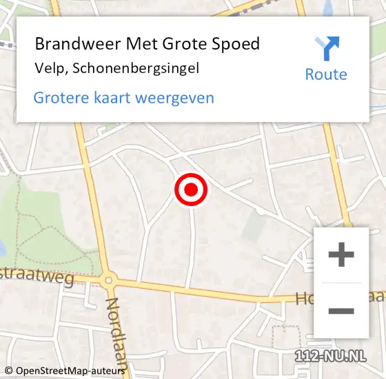 Locatie op kaart van de 112 melding: Brandweer Met Grote Spoed Naar Velp, Schonenbergsingel op 12 december 2023 06:20