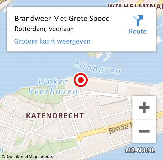 Locatie op kaart van de 112 melding: Brandweer Met Grote Spoed Naar Rotterdam, Veerlaan op 12 december 2023 08:59