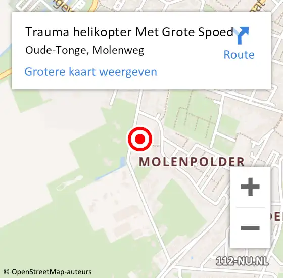 Locatie op kaart van de 112 melding: Trauma helikopter Met Grote Spoed Naar Oude-Tonge, Molenweg op 12 december 2023 09:15