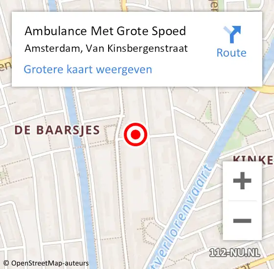 Locatie op kaart van de 112 melding: Ambulance Met Grote Spoed Naar Amsterdam, Van Kinsbergenstraat op 12 december 2023 09:32