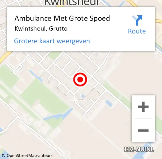 Locatie op kaart van de 112 melding: Ambulance Met Grote Spoed Naar Kwintsheul, Grutto op 12 december 2023 09:48