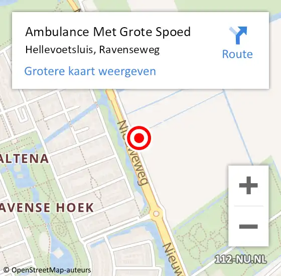 Locatie op kaart van de 112 melding: Ambulance Met Grote Spoed Naar Hellevoetsluis, Ravenseweg op 12 december 2023 10:10