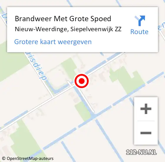 Locatie op kaart van de 112 melding: Brandweer Met Grote Spoed Naar Nieuw-Weerdinge, Siepelveenwijk ZZ op 12 december 2023 11:12