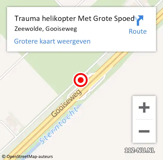 Locatie op kaart van de 112 melding: Trauma helikopter Met Grote Spoed Naar Zeewolde, Gooiseweg op 12 december 2023 12:19