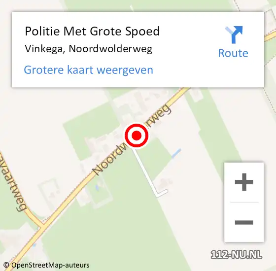 Locatie op kaart van de 112 melding: Politie Met Grote Spoed Naar Vinkega, Noordwolderweg op 12 december 2023 12:32