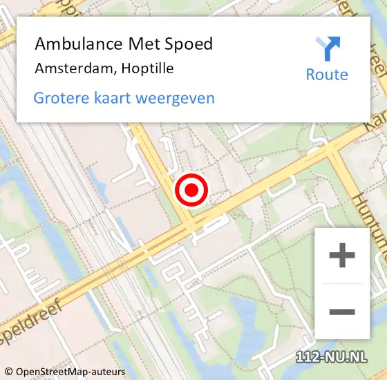 Locatie op kaart van de 112 melding: Ambulance Met Spoed Naar Amsterdam, Hoptille op 12 december 2023 13:14