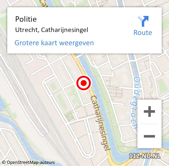 Locatie op kaart van de 112 melding: Politie Utrecht, Catharijnesingel op 12 december 2023 13:47