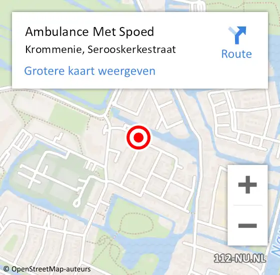 Locatie op kaart van de 112 melding: Ambulance Met Spoed Naar Krommenie, Serooskerkestraat op 12 december 2023 13:53