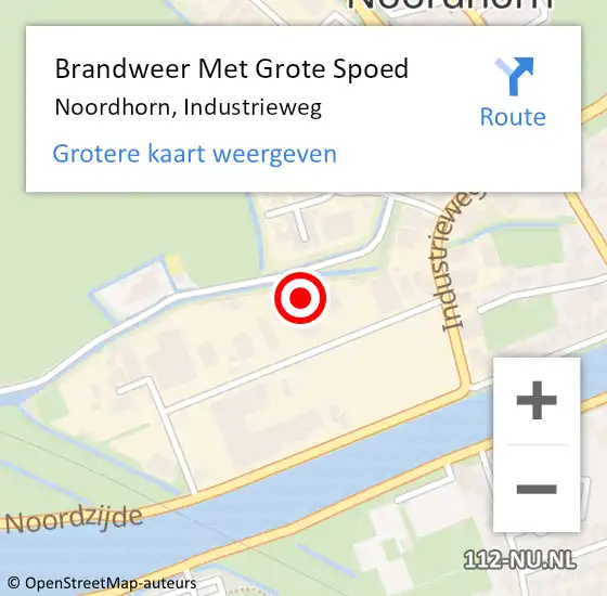 Locatie op kaart van de 112 melding: Brandweer Met Grote Spoed Naar Noordhorn, Industrieweg op 12 december 2023 14:14