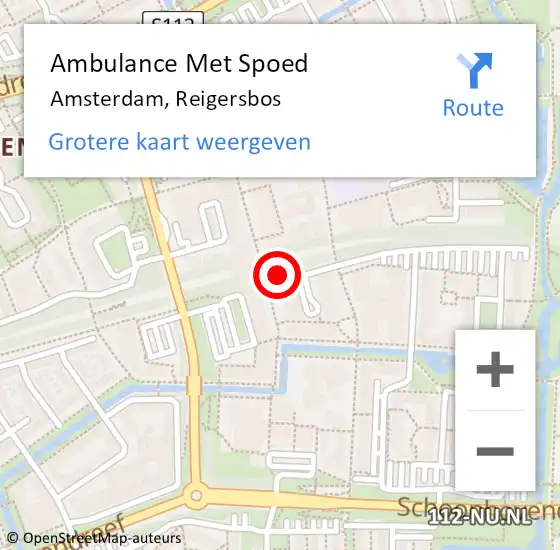Locatie op kaart van de 112 melding: Ambulance Met Spoed Naar Amsterdam, Reigersbos op 12 december 2023 14:27