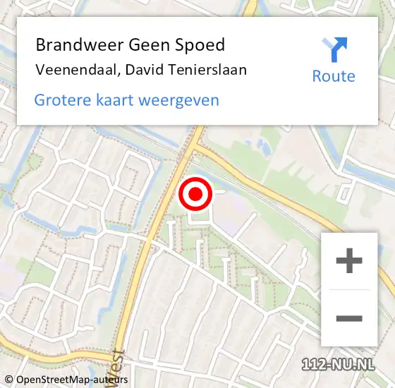 Locatie op kaart van de 112 melding: Brandweer Geen Spoed Naar Veenendaal, David Tenierslaan op 12 december 2023 14:47