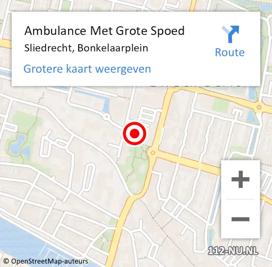 Locatie op kaart van de 112 melding: Ambulance Met Grote Spoed Naar Sliedrecht, Bonkelaarplein op 12 december 2023 15:50