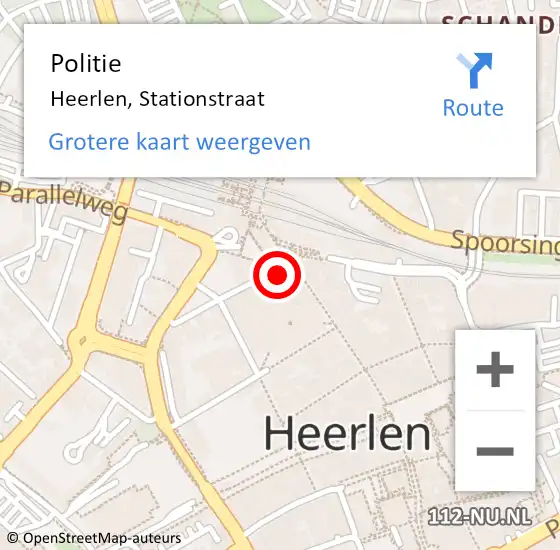 Locatie op kaart van de 112 melding: Politie Heerlen, Stationstraat op 12 december 2023 16:19