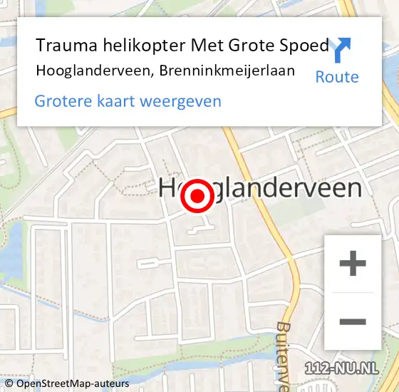 Locatie op kaart van de 112 melding: Trauma helikopter Met Grote Spoed Naar Hooglanderveen, Brenninkmeijerlaan op 12 december 2023 16:44